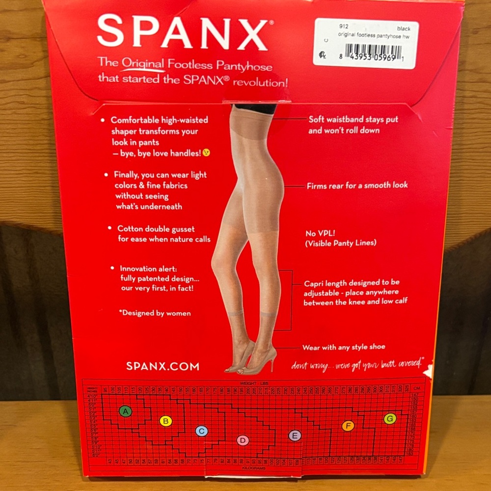 SPANX High-Waisted Footless Pantyhose in color black size C - Picture 5 of 5